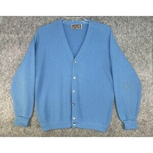 Claude By Brentwood Acrylic Blue Cardigan Sweater Grandpa Large